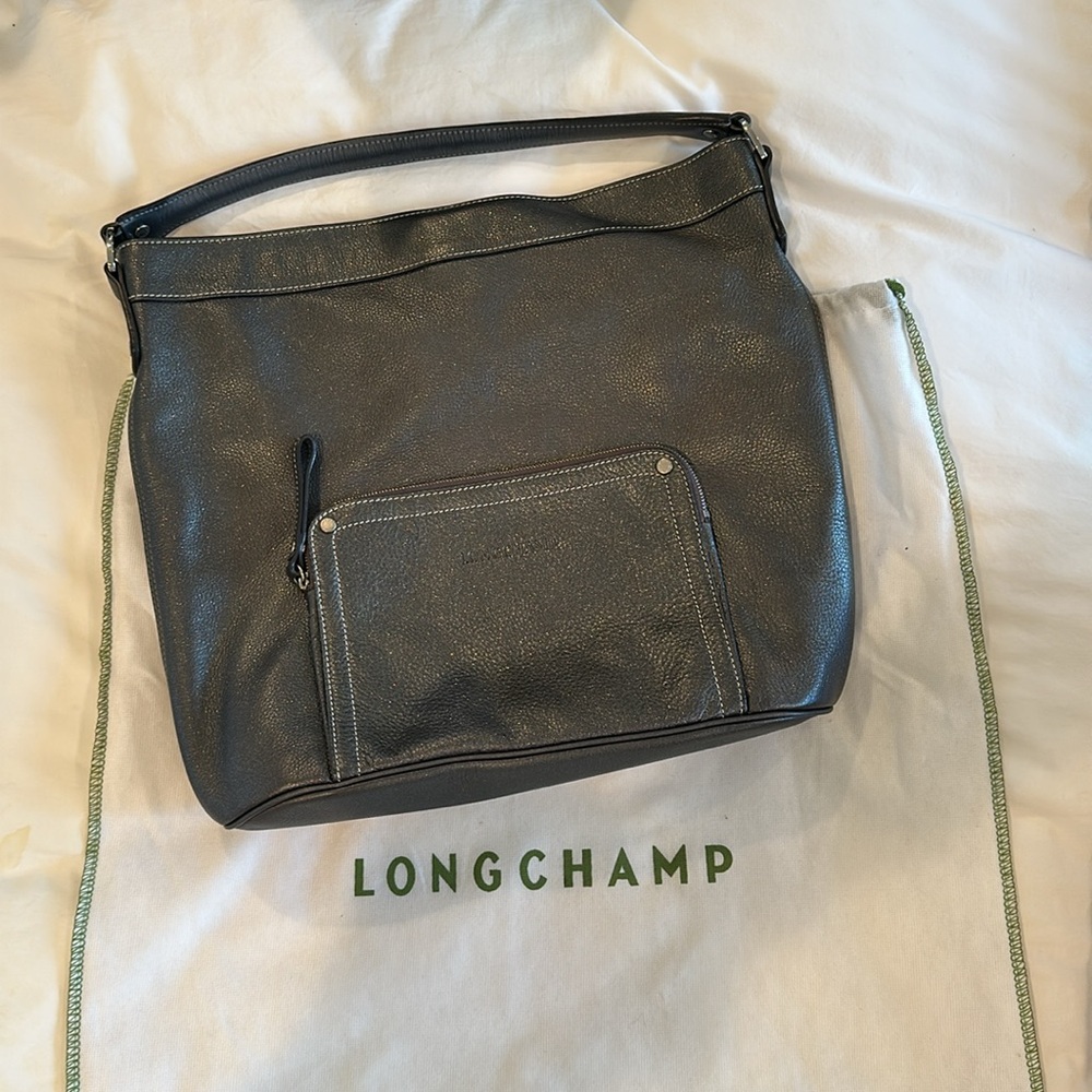 Longchamp Gun Metal Shoulder Bag